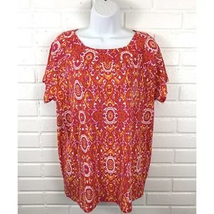 Jones New York Short Sleeve Stretch Printed Top